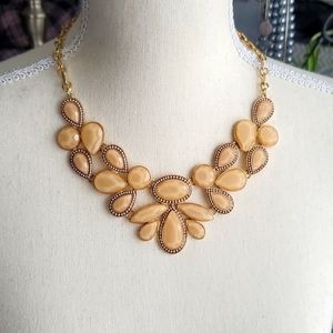 Jewel Statement Necklace - Gold Tone Metal